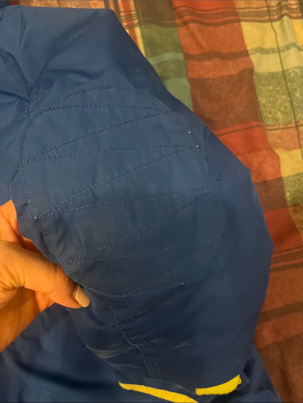 Lands' End Blue Kids Puffer Jacket with Yellow Trim - Picture 8 of 9